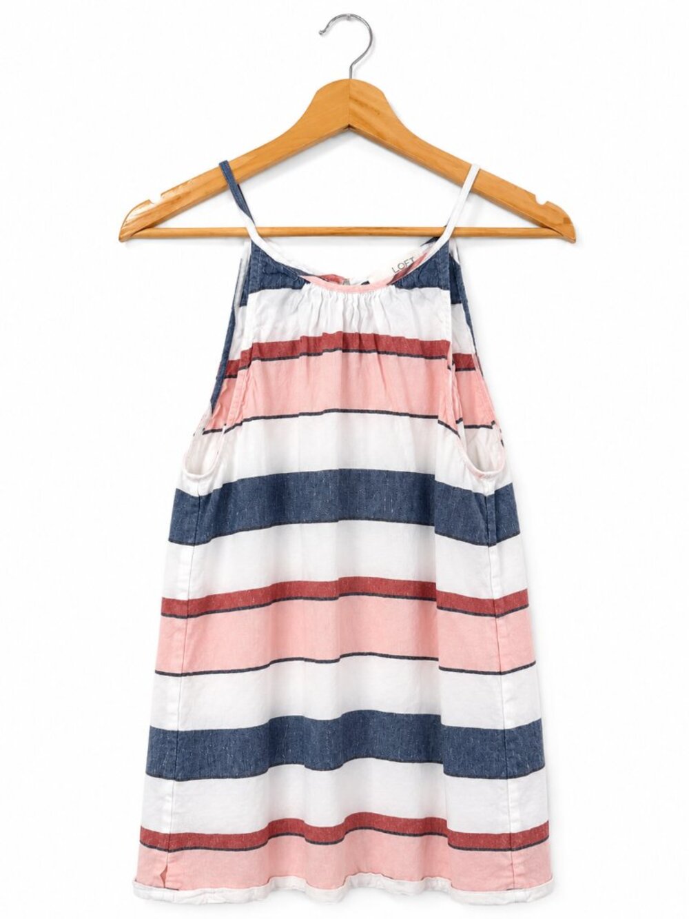 LOFT Striped Sleeveless Tank Top Pink White Blue